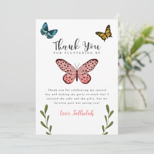 バタフライテーマガールズ誕生パーティー サンキューカード (スタンド正面)