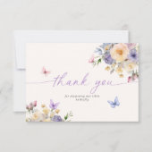 バタフライテーマパステルベビーシャワーサンキューカード 招待状 (正面)