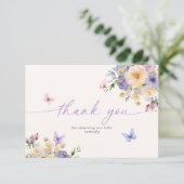 バタフライテーマパステルベビーシャワーサンキューカード 招待状 (スタンド正面)
