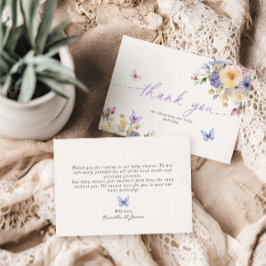 バタフライテーマパステルベビーシャワーサンキューカード 招待状