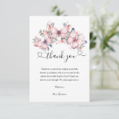 バタフライテーマピンクウォーター色ベビーシャワー サンキューカード (スタンド正面)