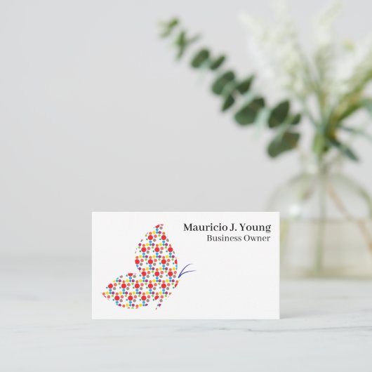 バタフライテーマプロフェッショナルモダンカラフル 名刺 (スタンド正面)