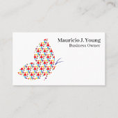 バタフライテーマプロフェッショナルモダンカラフル 名刺 (正面)