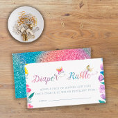 バタフライテーマベビーシャワーおむつラッフルチケット エンクロージャーカード