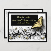 バタフライテーマ日付の保存 案内ポストカード (正面/裏面)