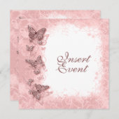 バタフライテーマ結婚の婚約誕生日 招待状 (正面/裏面)