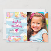 バタフライテーマ誕生会の写真 招待状 (正面)