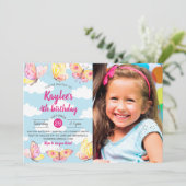 バタフライテーマ誕生会の写真 招待状 (スタンド正面)