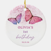 バタフライテーマ1stバースデーパーティーの好意 セラミックオーナメント (裏面)