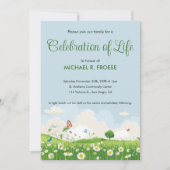 バタフライデイジーメドウお祝いの写真 招待状 (正面)