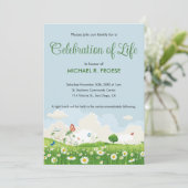 バタフライデイジーメドウお祝いの写真 招待状 (スタンド正面)