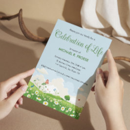 バタフライデイジーメドウお祝いの写真 招待状