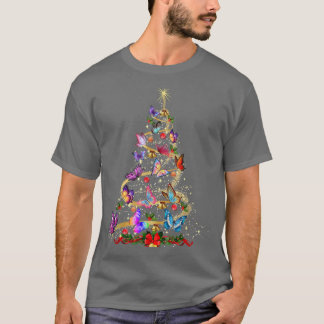 バタフライデコレーションクリスマスツリーサンタハットクリスマス Tシャツ