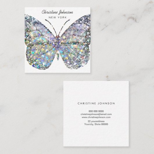 バタフライデザインスクエアビジネスカード スクエア名刺 (正面/裏面)