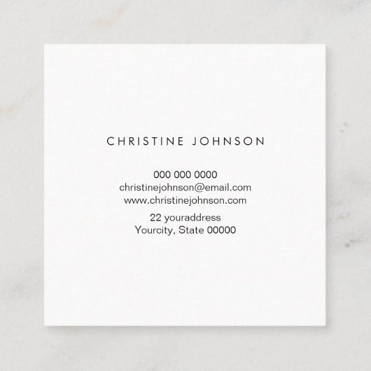 バタフライデザインスクエアビジネスカード スクエア名刺 (裏面)