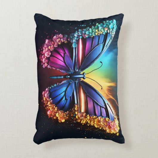 バタフライデザインブラシ付きポリエステル枕 – ソフト アクセントクッション (正面(垂直))