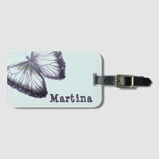 バタフライデザイン名前をカスタムする ラゲッジタグ (正面横)