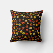 バタフライデリケートフローラシームレスパターンブラック クッション (裏面)