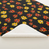 バタフライデリケートフローラシームレスパターンブラック シェルパブランケット (3/4)