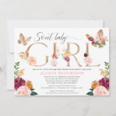 バタフライドライブスルー赤面ピンクバーガンディ女の子 招待状 (正面)