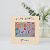 バタフライドリーミングフラット誕生日カード カード (スタンド正面)