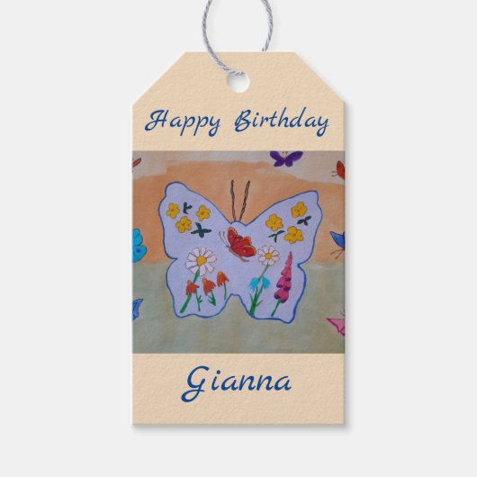バタフライドリーミング誕生日 ギフトタグ (正面)