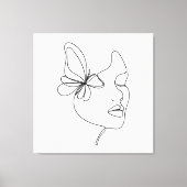 バタフライドリームズ – ミニマリストウーマン&バタフライ キャンバスプリント (正面)