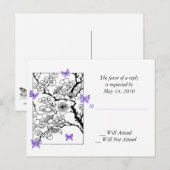 バタフライドリーム: ヴィオレットに彩られた日本風アート インビテーションポストカード (正面/裏面)