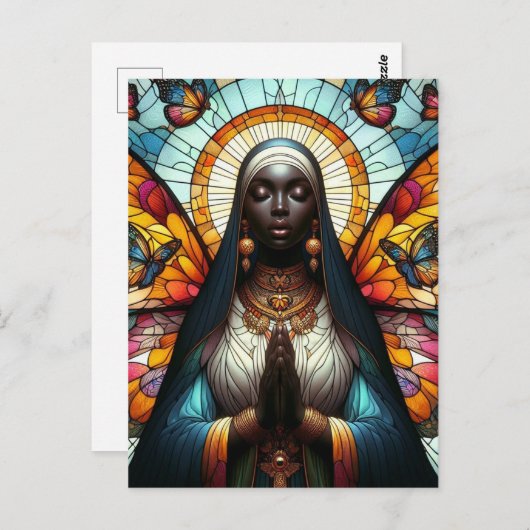 バタフライヌーンステンドグラス ポストカード (正面/裏面)