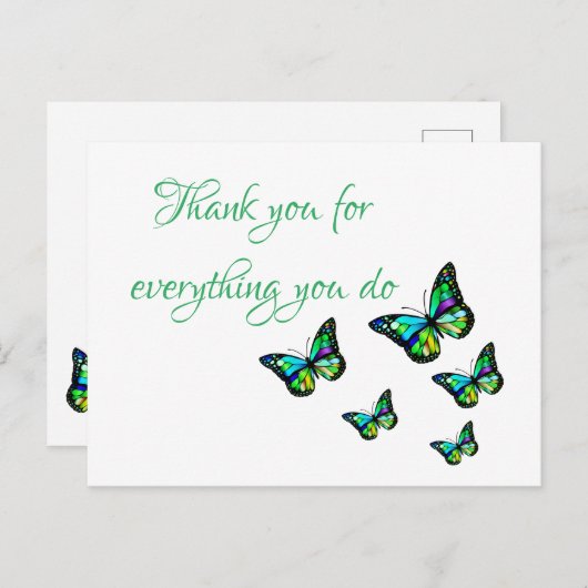 バタフライハガキをしてくれてありがとう ポストカード (正面/裏面)