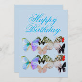バタフライハッピーバースデーカード サンキューカード (正面/裏面)