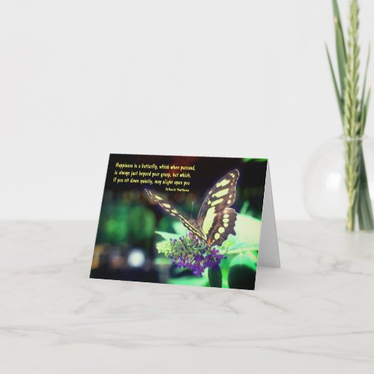 バタフライハピネス引用文感動的ノート カード (正面)