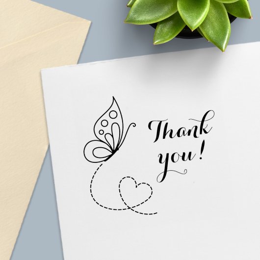 バタフライハートありがとう セルフインキングスタンプ