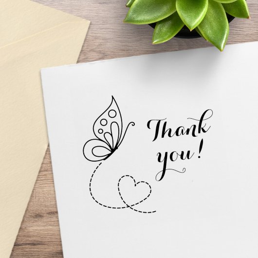 バタフライハートありがとう ラバースタンプ