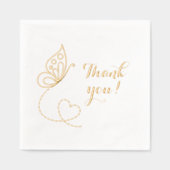 バタフライハートありがとう 箔ナプキン (正面)