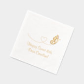 バタフライハートスウィート16誕生日 箔ナプキン (左)