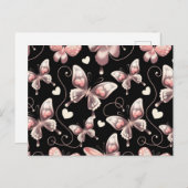 バタフライハートデザイン葉書 ポストカード (正面/裏面)