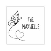 バタフライハートファミリ名 セルフインキングスタンプ (デザイン)