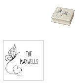 バタフライハートファミリ名 ラバースタンプ (押印)