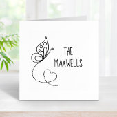 バタフライハートファミリ名 ラバースタンプ