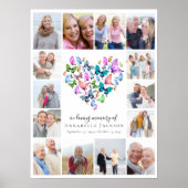 バタフライハートフォトコラージュ葬儀ウェルカムサイン ポスター (正面)