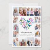 バタフライハートフォトコラージュ葬儀悔やみや弔慰 サンキューカード (正面)