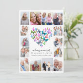 バタフライハートフォトコラージュ葬儀悔やみや弔慰 サンキューカード (スタンド正面)