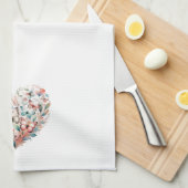 バタフライハートブルーホワイト キッチンタオル (四つ折り)