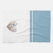 バタフライハートブルーホワイト キッチンタオル (横)