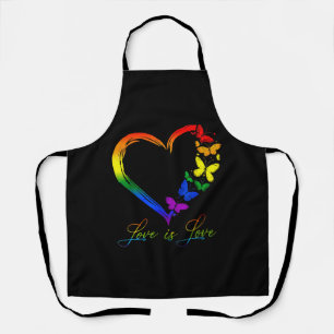 バタフライハートレインボーラブイズラブLGBTゲイ エプロン