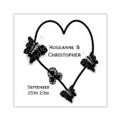 バタフライハート結婚デザイン ラバースタンプ (インプリント)