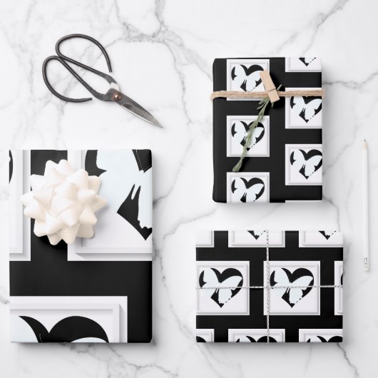 バタフライハート ラッピングペーパーシート (正面)