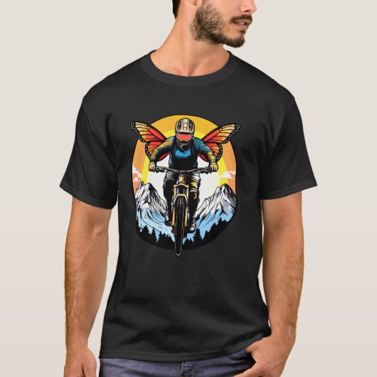 バタフライバイクバイカーバタフライ Tシャツ (正面)