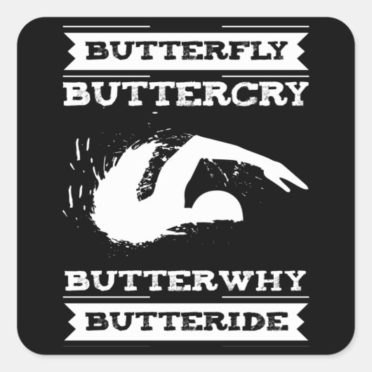 バタフライバタークライButterwhy -泳ぐ人デザイン スクエアシール (正面)